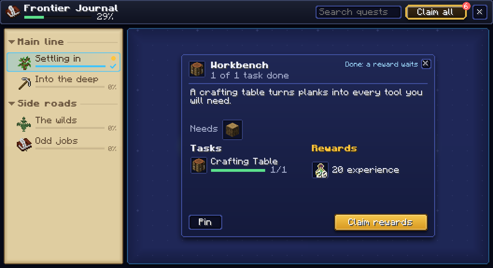 The same quest page in the game