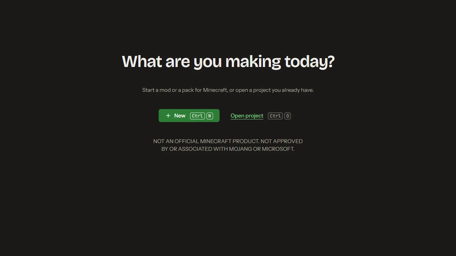 Modryos' first screen: What are you making today?